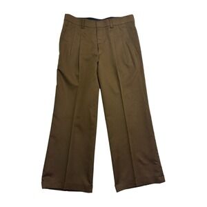 NEW vtg Bespoke Tailored 34x29 Brown Wool Cashmere Pants Trousers Wide Leg Pleat